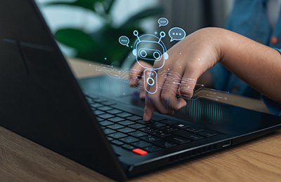Student working on a laptop computer