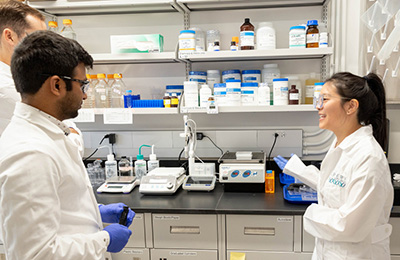 Students collaborating in a lab