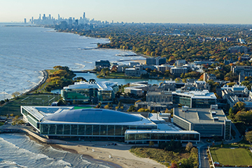 Aerial image of Evanston campus